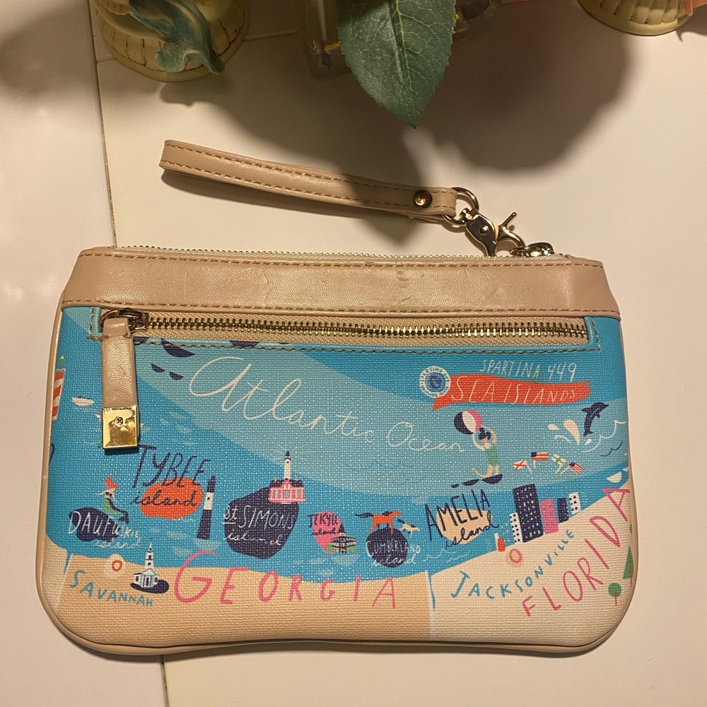 Spartina 449 Coastal Map Wristlet in Blue and Tan